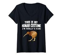 Mujer Este es mi Disfraz Humano. Soy Realmente un Kiwi Camiseta Cuello V