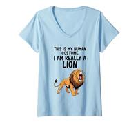 Mujer Este es mi Disfraz Humano, Soy Realmente un león Camiseta Cuello V