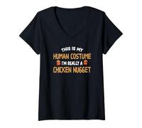 Mujer Este es mi disfraz humano, soy realmente un lindo nugget de pollo Camiseta Cuello V