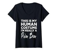 Mujer Este es mi Disfraz Humano, Soy Realmente un Oso Polar Camiseta Cuello V