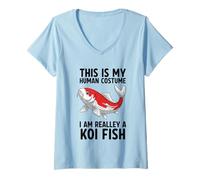 Mujer Este es mi Disfraz Humano, Soy Realmente un pez koi Camiseta Cuello V