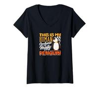 Mujer Este es mi Disfraz Humano, Soy Realmente un pingüino Camiseta Cuello V