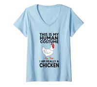 Mujer Este es mi Disfraz Humano, Soy Realmente un Pollo Camiseta Cuello V