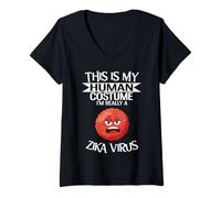 Mujer Este es mi Disfraz Humano, Soy Realmente un Virus del Zika Camiseta Cuello V