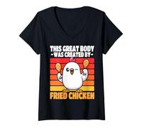 Mujer Este Gran Cuerpo fue Creado por Pollo Frito Camiseta Cuello V