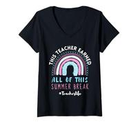 Mujer Este Maestro se ganó Todo Esto, Lindo Vacaciones de Verano arcoíris Camiseta Cuello V