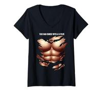 Mujer Este papá viene con un paquete de 6 ejercicios de levantamiento del día del padre Camiseta Cuello V