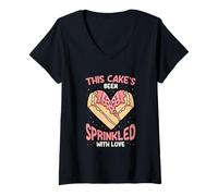 Mujer Este pastel ha sido rociado con dulce amor Camiseta Cuello V