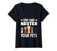 Mujer Esterilizar y castrar a Sus Mascotas Adoptar el Rescate de Animales de crianza Camiseta Cuello V
