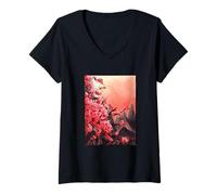 Mujer Estética Vaporwave Japonés Cherry Blossom Pastel Goth Camiseta Cuello V