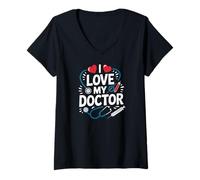 Mujer Estetoscopio de corazón I Love My Doctor Camiseta Cuello V