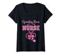 Mujer Estetoscopio de enfermería de quirófano Diseño médico Camiseta Cuello V
