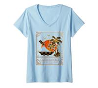 Mujer Estilo Art Deco Tropical Beach Design 1920's Retro Vintage Camiseta Cuello V