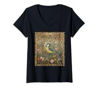 Mujer Estilo de Artes y Manualidades botánicas de Blue Songbird Camiseta Cuello V