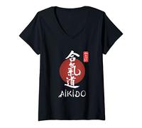 Mujer Estilo de caligrafía japonesa de Aikido - Artes Marciale Camiseta Cuello V