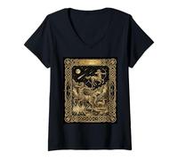 Mujer Estilo de Carta del Tarot del horóscopo del Zodiaco Sagitario Camiseta Cuello V