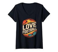 Mujer Estilo gráfico Retro Love Football Camiseta Cuello V