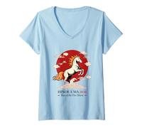 Mujer Estilo Japones Astrologia Caballo Fuego Zodiaco Asiatico Camiseta Cuello V
