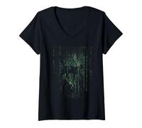 Mujer Estilo Matrix Cat Art Camiseta Cuello V