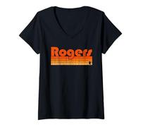 Mujer Estilo retro de los 80 en Rogers, Minnesota Camiseta Cuello V