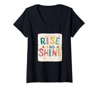 Mujer Estilo Rise and Shine para un día Radiante por Delante Camiseta Cuello V