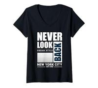 Mujer Estilo Urbano Never Look Back Nueva York 1990 Streetwear Camiseta Cuello V