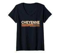 Mujer Estilo Vintage de los 70 de Cheyenne Wyoming Camiseta Cuello V
