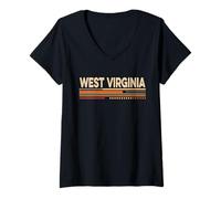 Mujer Estilo Vintage de los años 70 de West Virginia Camiseta Cuello V