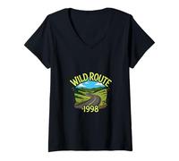 Mujer Estilo Vintage de Viajes panorámicos y Aventuras en Carretera 1998 Camiseta Cuello V