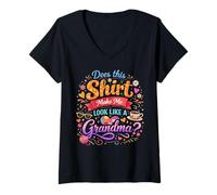 Mujer ¿Esto me Hace Ver como una Abuela? Arte Divertido y Lindo Camiseta Cuello V