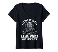 Mujer Estos son mis amantes del audio de micrófono de voz ASMR Camiseta Cuello V