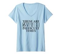 Mujer Estos Son Tiempos DIFÍCILES Funny Music Teacher Musician Meme Camiseta Cuello V
