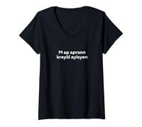 Mujer Estoy aprendiendo criollo haitiano. Palabra criolla Divertida Camiseta Cuello V