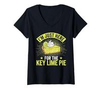 Mujer Estoy aquí para el Amante de la pastelería Vintage Key Lime Pie Camiseta Cuello V