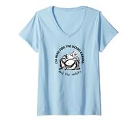 Mujer Estoy aquí para el Buen Karma y los bocadillos Fat Buddha Laugh Camiseta Cuello V