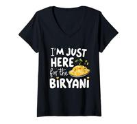 Mujer Estoy aquí para el Plato de arroz Picante de Comida India Biryani Camiseta Cuello V