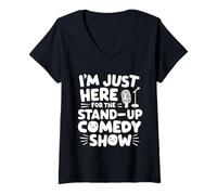 Mujer Estoy aquí para el Programa de Comedia Stand-up Club de Comedia en Vivo Camiseta Cuello V