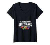 Mujer Estoy aquí para los Dulces de Pascua Divertido Humor de Caramelo de Pascua Camiseta Cuello V