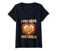 Mujer Estoy aquí Porque me dijeron Que habría Pretzel Camiseta Cuello V