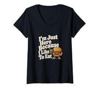 Mujer Estoy aquí Porque me Gusta Comer Hamburguesas de Entrenamiento Camiseta Cuello V