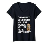Mujer Estoy Bastante Seguro de Que mis últimas Palabras estarán aquí Kitty Kitty Camiseta Cuello V