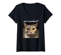Mujer ¿Estoy cocinado? Meme de gato divertido Camiseta Cuello V