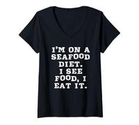 Mujer Estoy En Una Dieta De Mariscos Veo Comida Lo como Dicho Sarcástico Camiseta Cuello V