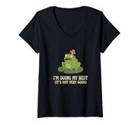 Mujer Estoy Haciendo lo Mejor Que Puedo No es Muy Bueno Rana sarcástico Realista Camiseta Cuello V