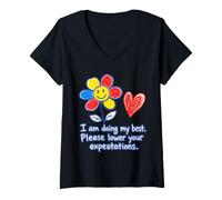 Mujer Estoy Haciendo mi Mejor Esfuerzo por Favor baje Sus expectativas Camiseta Cuello V