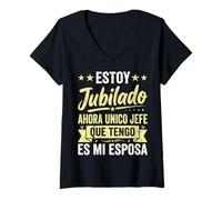 Mujer Estoy Jubilado Ahora Único Jefe Que Tengo Es Mi Esposa Camiseta Cuello V