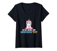 Mujer Estoy Muerto Dentro del Unicornio Camiseta Cuello V