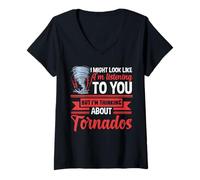 Mujer Estoy Pensando en Tornados Tornado Camiseta Cuello V