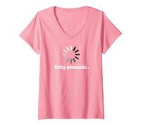 Mujer Estoy Pensando Original y Divertida Frase para Hombre Mujer Camiseta Cuello V, Rosado, S