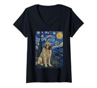 Mujer Estrela Mountain Dog Van Gogh Noche Estrellada Camiseta Cuello V